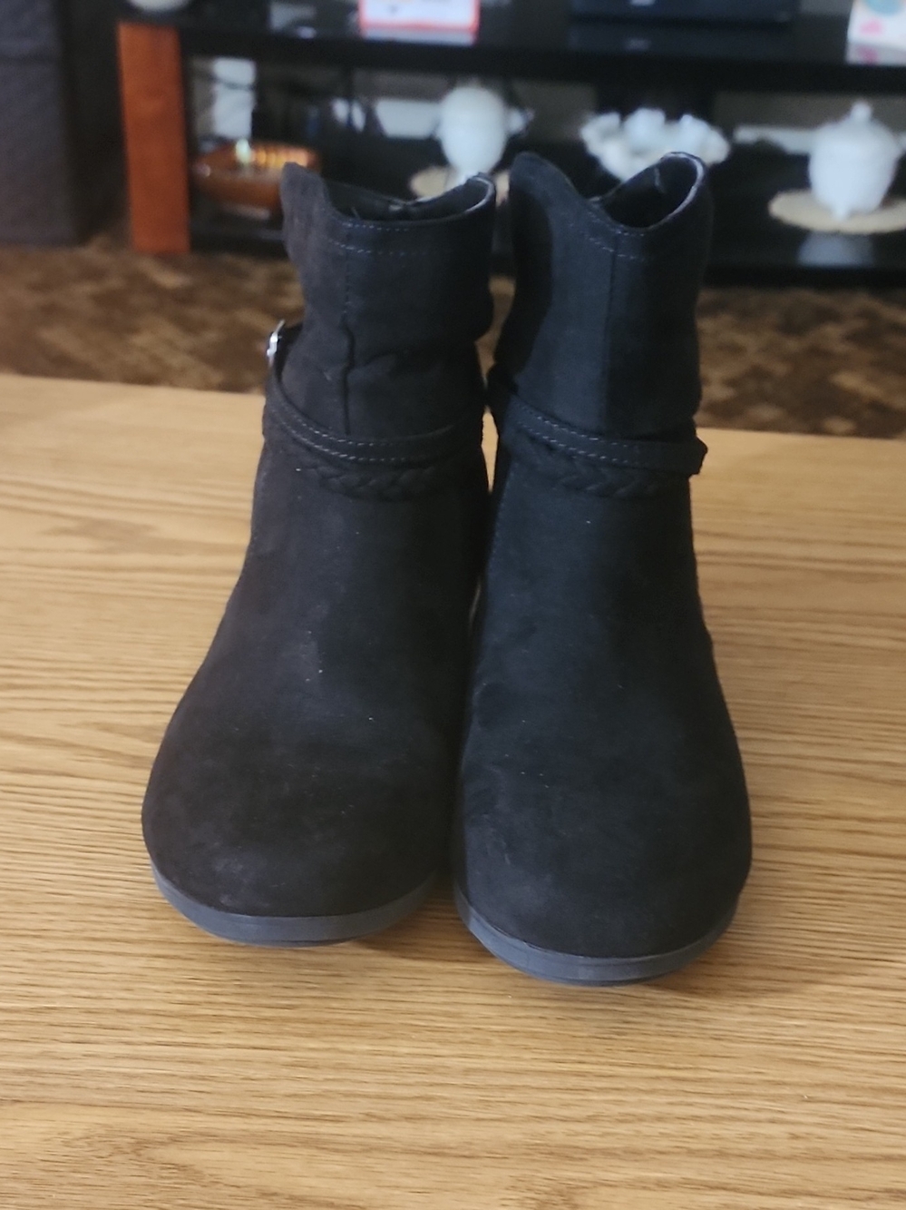 St. John's Bay Black Suede-Look Ankle Boots